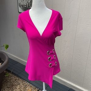 Pink Joseph Ribkoff top with grommets